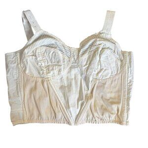 Vintage 50s Beau Bra Bullet Bra Corset Style Longline 36C Cream Sweater Girl
